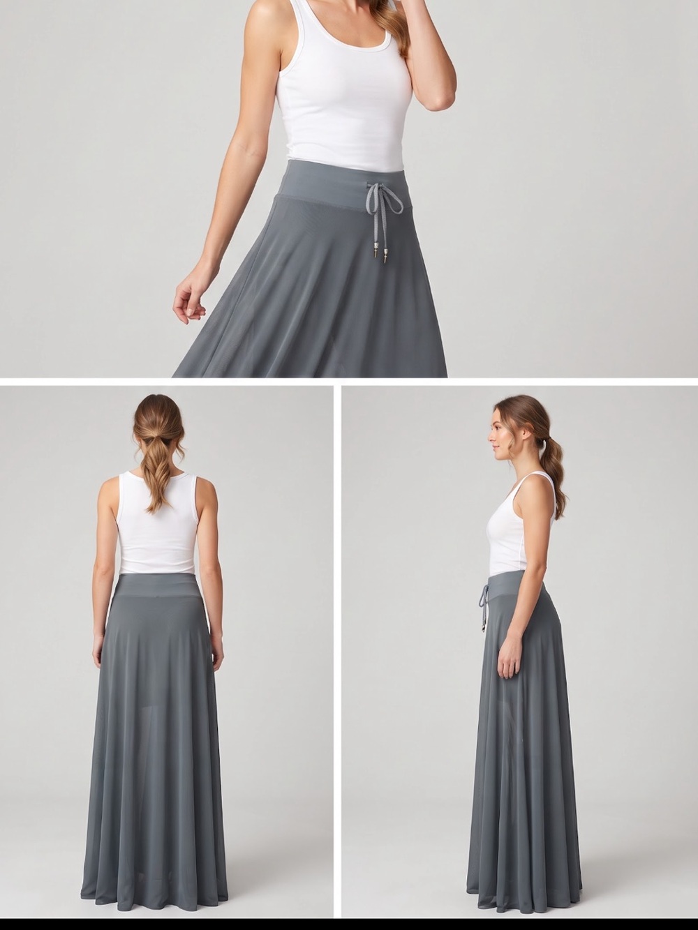 HALARA Green Drawstring Waist Maxi Skirt